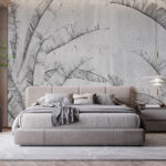 Fototapety Tropický vzor listov na betónovej stene