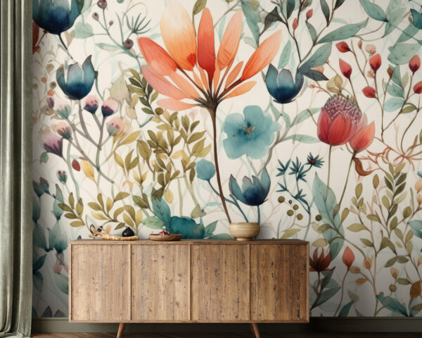 Botanická ilustrácia so živými kvetmi Fototapety Botanická ilustrácia so živými kvetmi