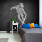 Fototapety Astronaut na skateboarde vo vesmíre