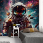 Fototapety Astronaut sa vznáša uprostred vesmírnych trosiek.