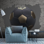 Fototapety Futbalová lopta prerazí tehlovú stenu