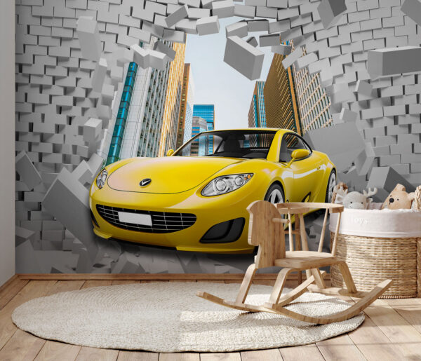 Fototapety Športové auto prerazí tehlovú stenu (Katalógové číslo: u93976) Fototapety Fototapety Športové auto prerazí tehlovú stenu (Katalógové číslo: u93976)