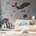 Fototapety Modrá morská hviezdica na bielom pozadí