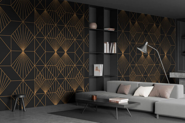 Zložitý geometrický vzor na čiernej farbe Fototapety Zložitý geometrický vzor na čiernej farbe