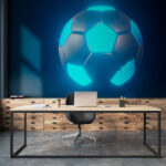 Fototapety Svietiaca futbalová lopta v tme