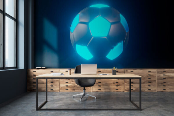 Svietiaca futbalová lopta v tme Fototapety Svietiaca futbalová lopta v tme