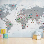 Fototapety Mapa Austrálie s vlajkami