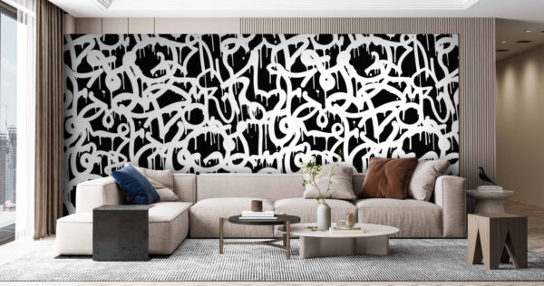 Čiernobiele graffiti Fototapety Čiernobiele graffiti