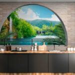 Fototapety Zábradlie nad vodnou plochou