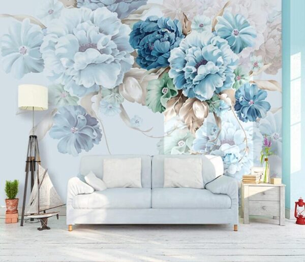 Elegantné teal kvety v jemnej harmónii Fototapety Elegantné teal kvety v jemnej harmónii