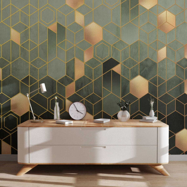 Geometrický vzor s kovovými akcentmi Fototapety Geometrický vzor s kovovými akcentmi