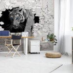 Fototapety Biely tiger s modrými očami