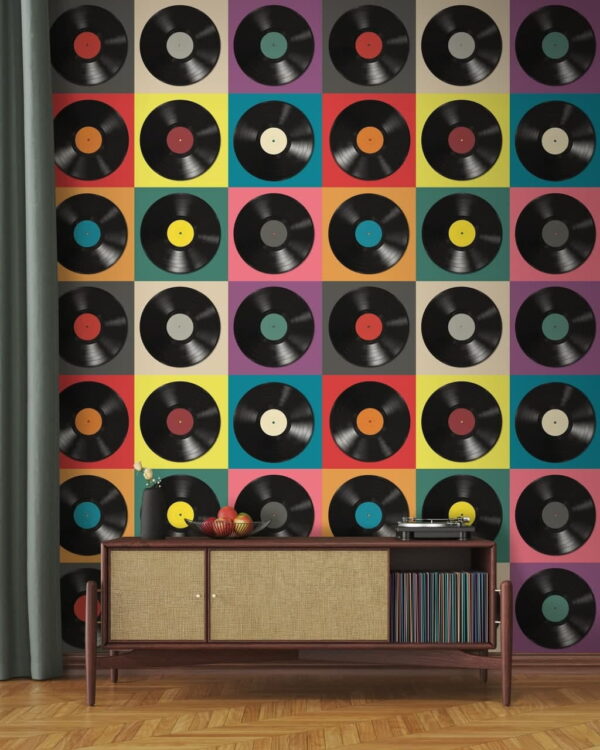 Farebný displej na usporiadanie vinylových platní Fototapety Farebný displej na usporiadanie vinylových platní