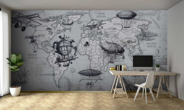 Mapa sveta s rôznymi typmi balónov Fototapety Mapa sveta s rôznymi typmi balónov