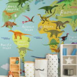 Fototapety Mapa dinosaurov s bielym textom