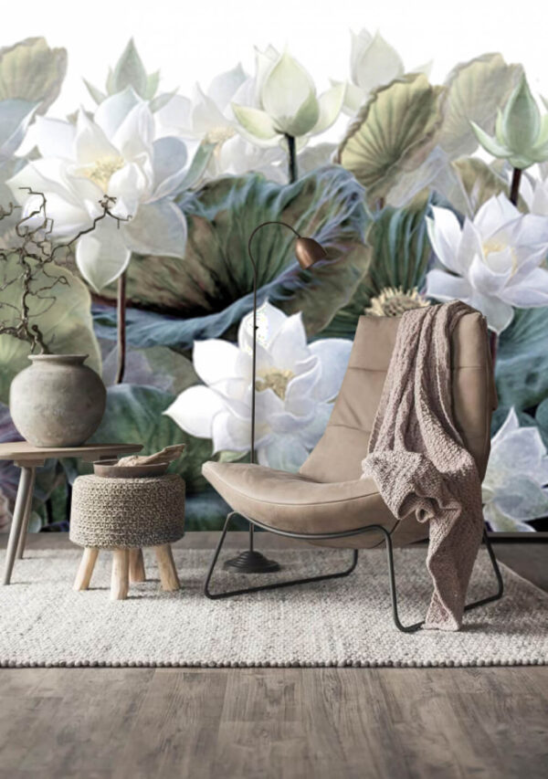 Fototapety Lotosové kvety medzi sviežimi zelenými listami