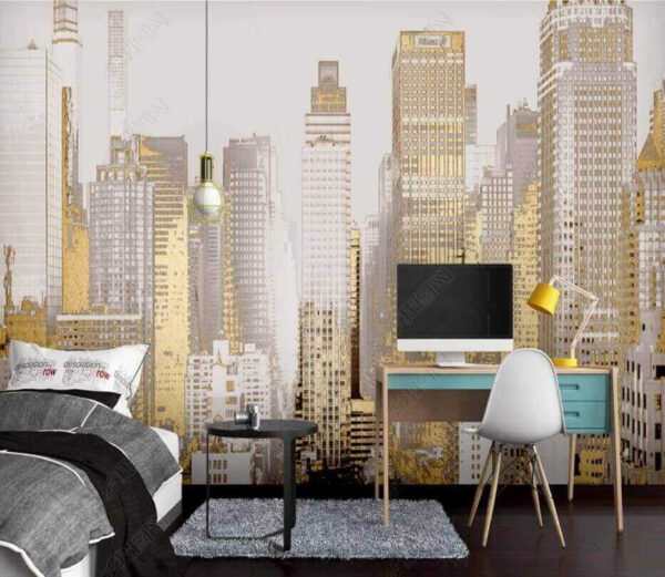 Mestská panoráma mihotajúca sa vo svetle Fototapety Mestská panoráma mihotajúca sa vo svetle