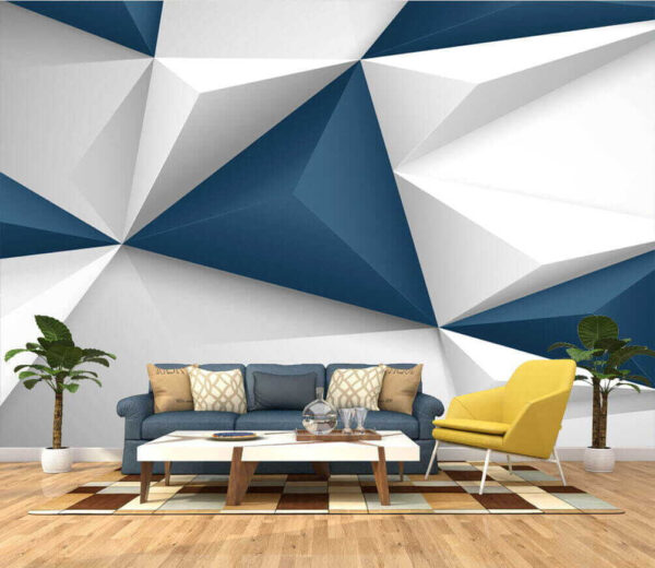 Biele a modré geometrické tvary Fototapety Biele a modré geometrické tvary