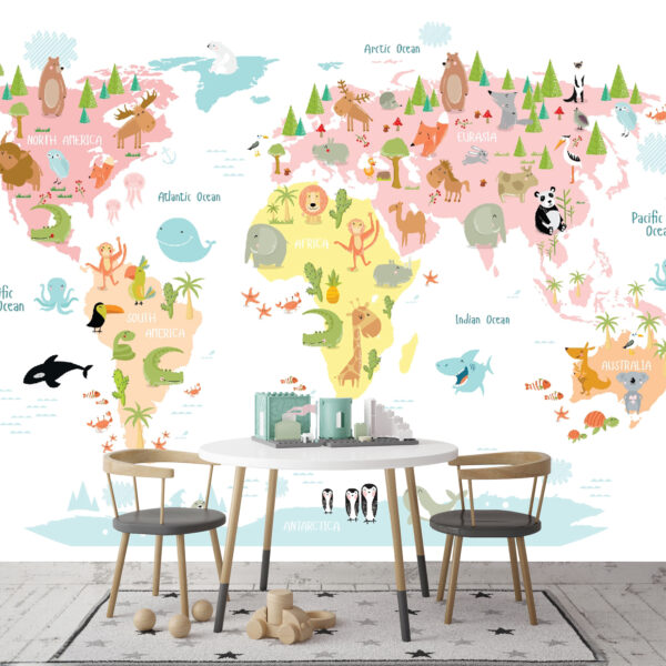 Mapa Afriky so zvieratami Fototapety Mapa Afriky so zvieratami