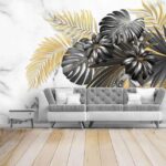 Fototapety Živé listy na mramorovom pozadí