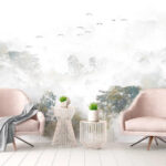 Fototapety Vtáky lietajúce nad stromami