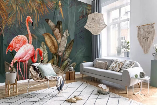 Plameniaky v bujnom tropickom raji Fototapety Plameniaky v bujnom tropickom raji