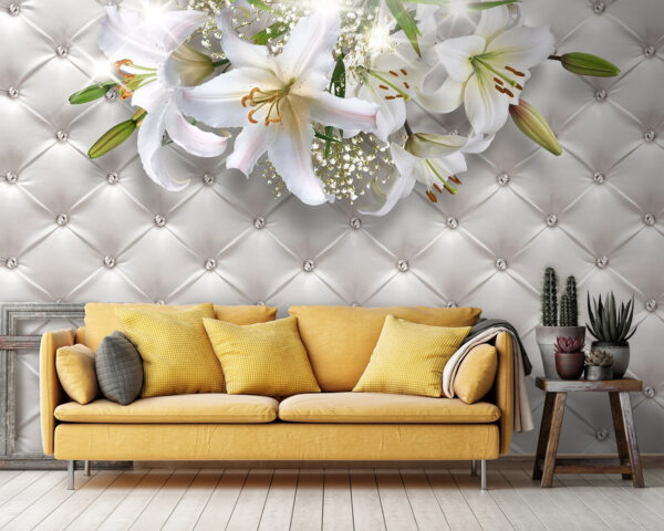 Fototapety Skupina bielych kvetov na bielom pozadí