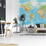 Fototapety Mapa sveta s rôznymi vlajkami