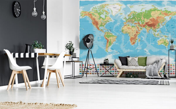 Mapa sveta s rôznymi vlajkami Fototapety Mapa sveta s rôznymi vlajkami