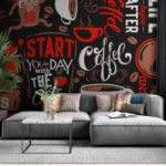 Fototapety Vzor šálok na kávu a kávových zŕn