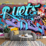 Fototapety Mestské graffiti v žiarivých farbách.