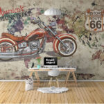 Fototapety Motocykel na mape