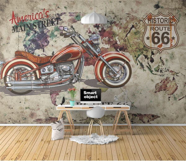 Motocykel na mape Fototapety Motocykel na mape