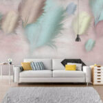 Fototapety Skupina pierok na ružovom pozadí