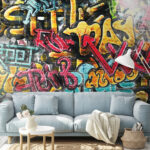 Fototapety Žlté a čierne graffiti