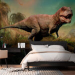 Fototapety Dinosaurus s rohmi a dlhým krkom