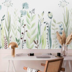 Fototapety Akvarelová maľba kvetov a listov