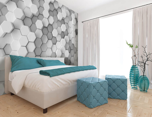 Šesťuholníkový geometrický vzor v odtieňoch sivej Fototapety Šesťuholníkový geometrický vzor v odtieňoch sivej