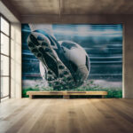 Fototapety Futbalová topánka udrie do lopty.