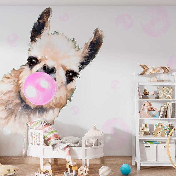 Lama fúka bublinu Fototapety Lama fúka bublinu