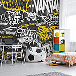 Fototapety Žlté graffiti na čiernom pozadí