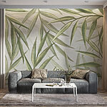 Fototapety Wall murals Verdant leaves on pale background.