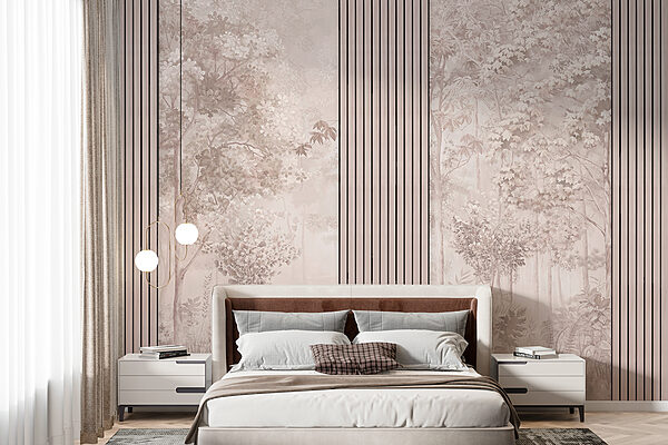 Fototapety Strom s listami v hmlistom lese