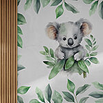 Fototapety Koala vykúkajúci cez listnaté konáre.