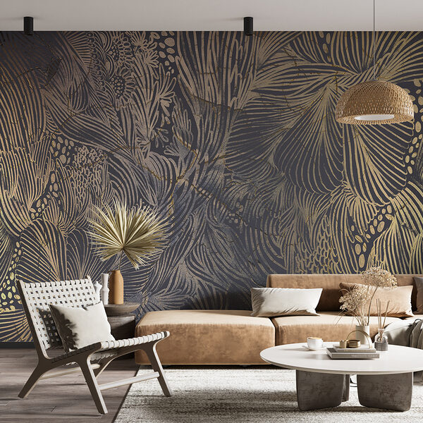 Elegantný botanický vzor v tmavých tónoch Fototapety Elegantný botanický vzor v tmavých tónoch