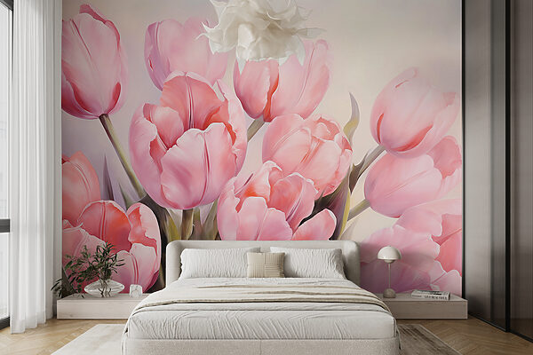 Ružové tulipány tancujú vo svetle Fototapety Ružové tulipány tancujú vo svetle