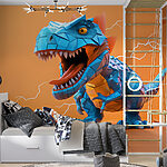 Fototapety Modrý dinosaurus s vychádzajúcim bleskom