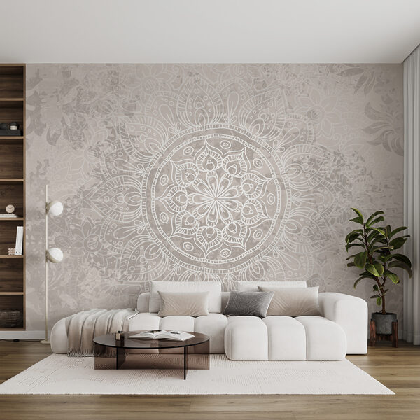 Fototapety Biela a sivá mandala