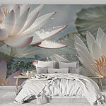 Fototapety Lotosové kvety sa lesknú rannou rosou