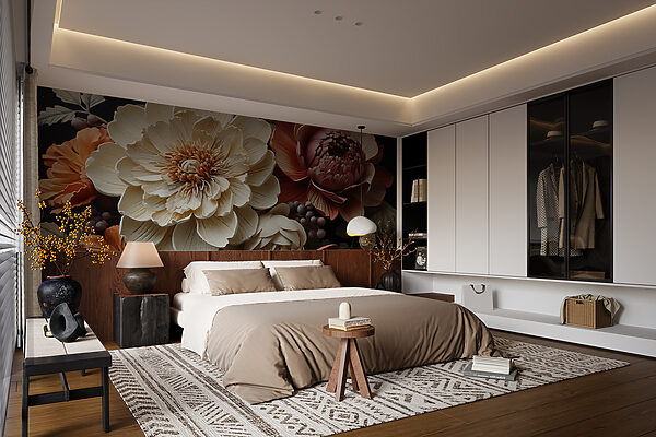 Wall murals Paper flowers bloom in endless elegance Fototapety Wall murals Paper flowers bloom in endless elegance